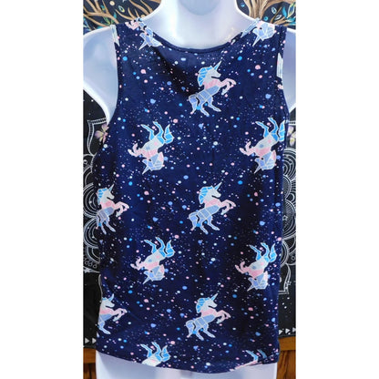 SO Unicorn Print Dark Blue Girls Tank Top