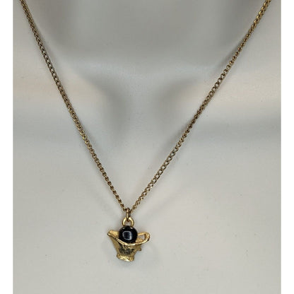 Dainty Gold Tone Coal Bucket Pendant Necklace