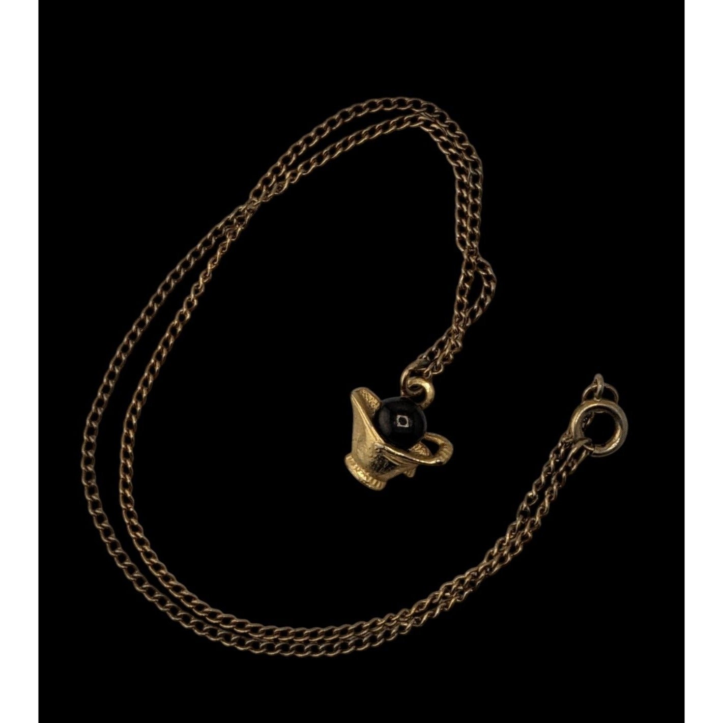 Dainty Gold Tone Coal Bucket Pendant Necklace