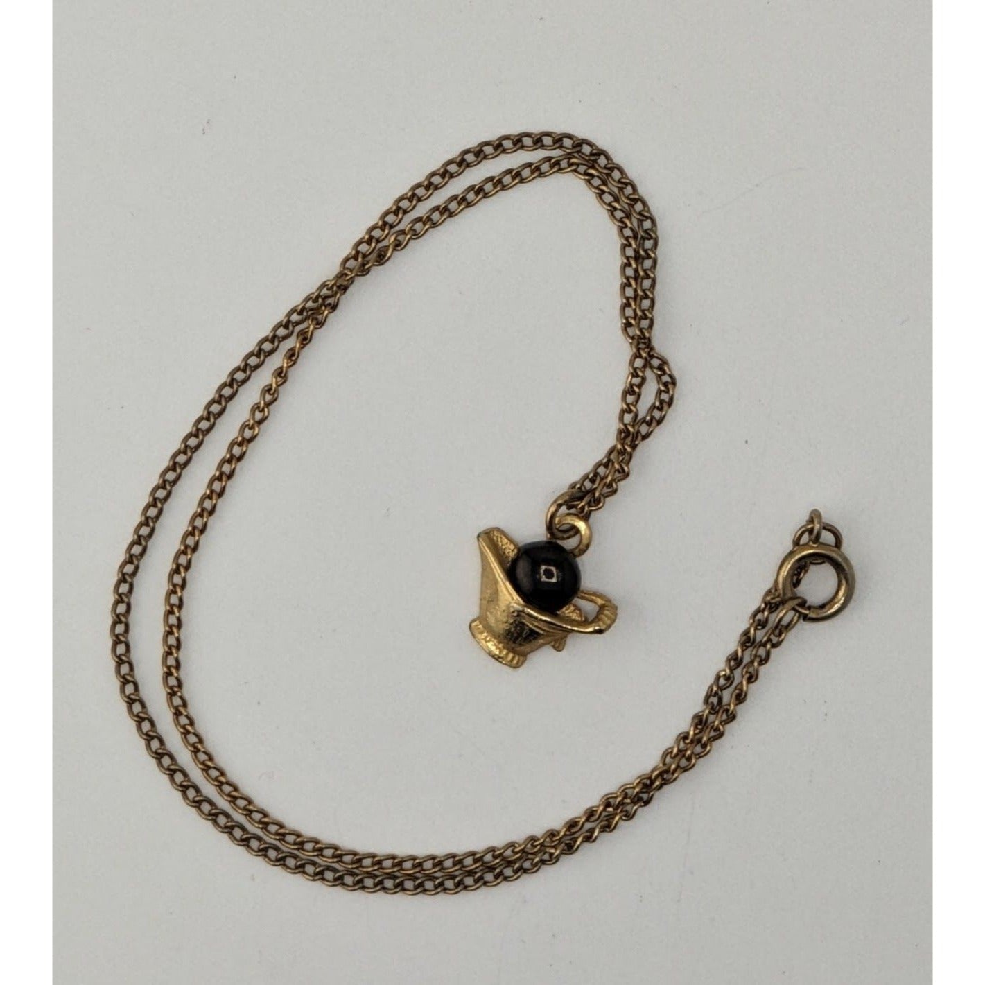 Dainty Gold Tone Coal Bucket Pendant Necklace
