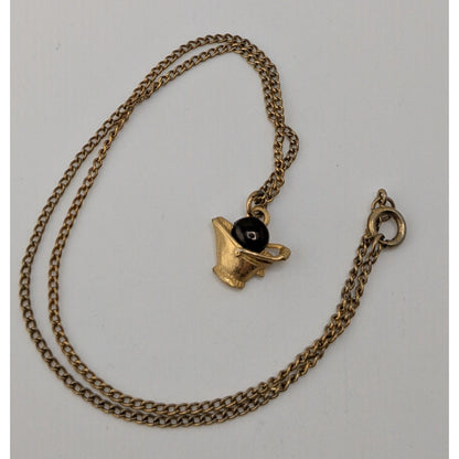 Dainty Gold Tone Coal Bucket Pendant Necklace