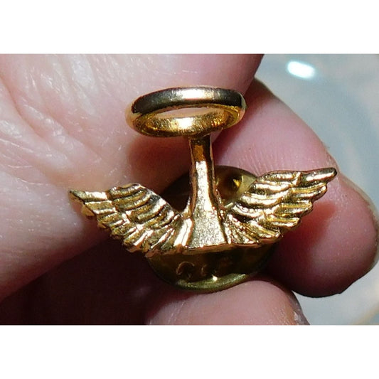 Camco Vintage Halo And Wings Pin Gold Tone
