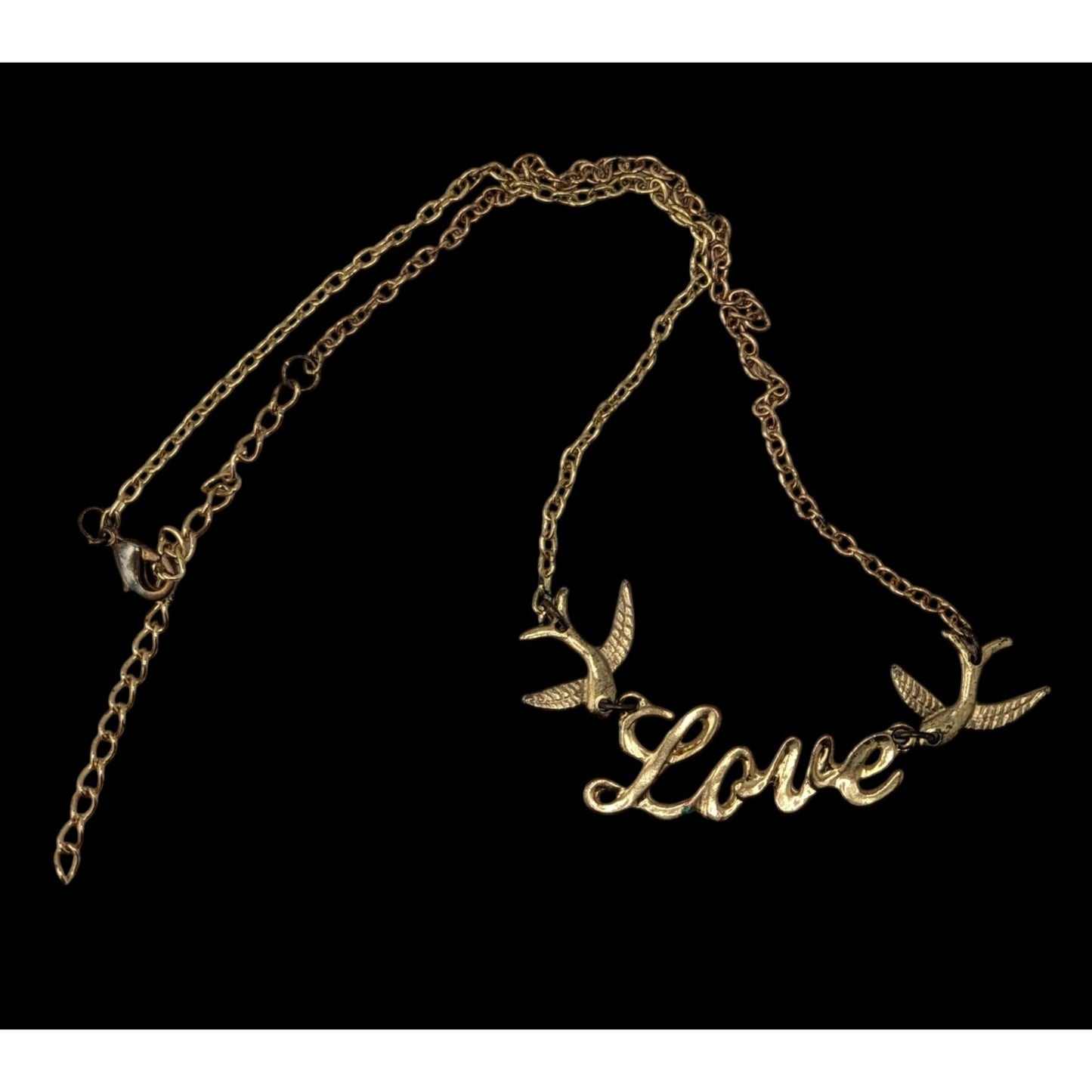 Vintage Style Love Necklace Gold Dove Charm Pendant Rockabilly Romantic Jewelry