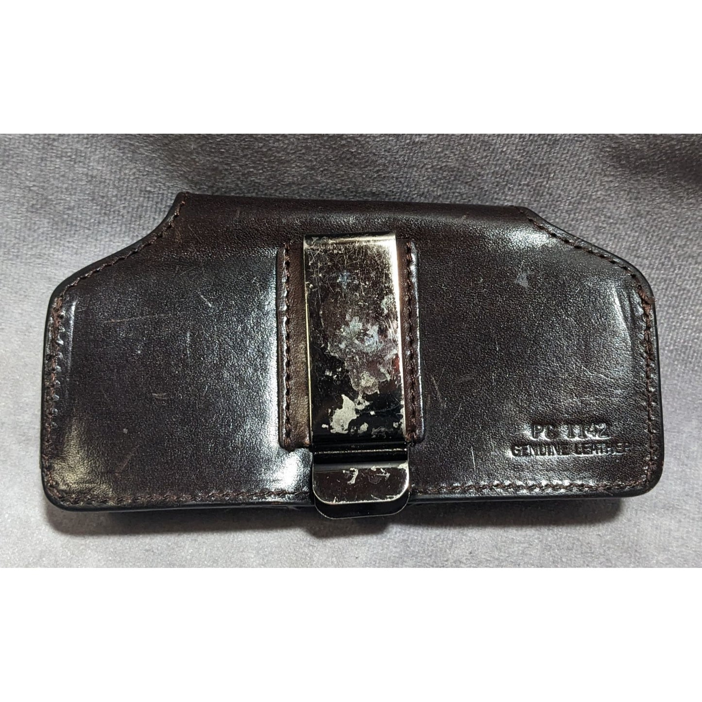 Cross Embellished Leather Cell Phone Belt Clip Case