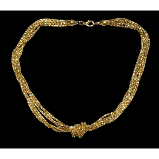 Glam Gold Multilayer Knotted Chain Necklace