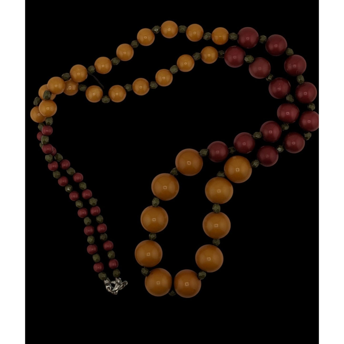 Vintage Bohemian Festival Necklace With Mustard & Burgundy Beads