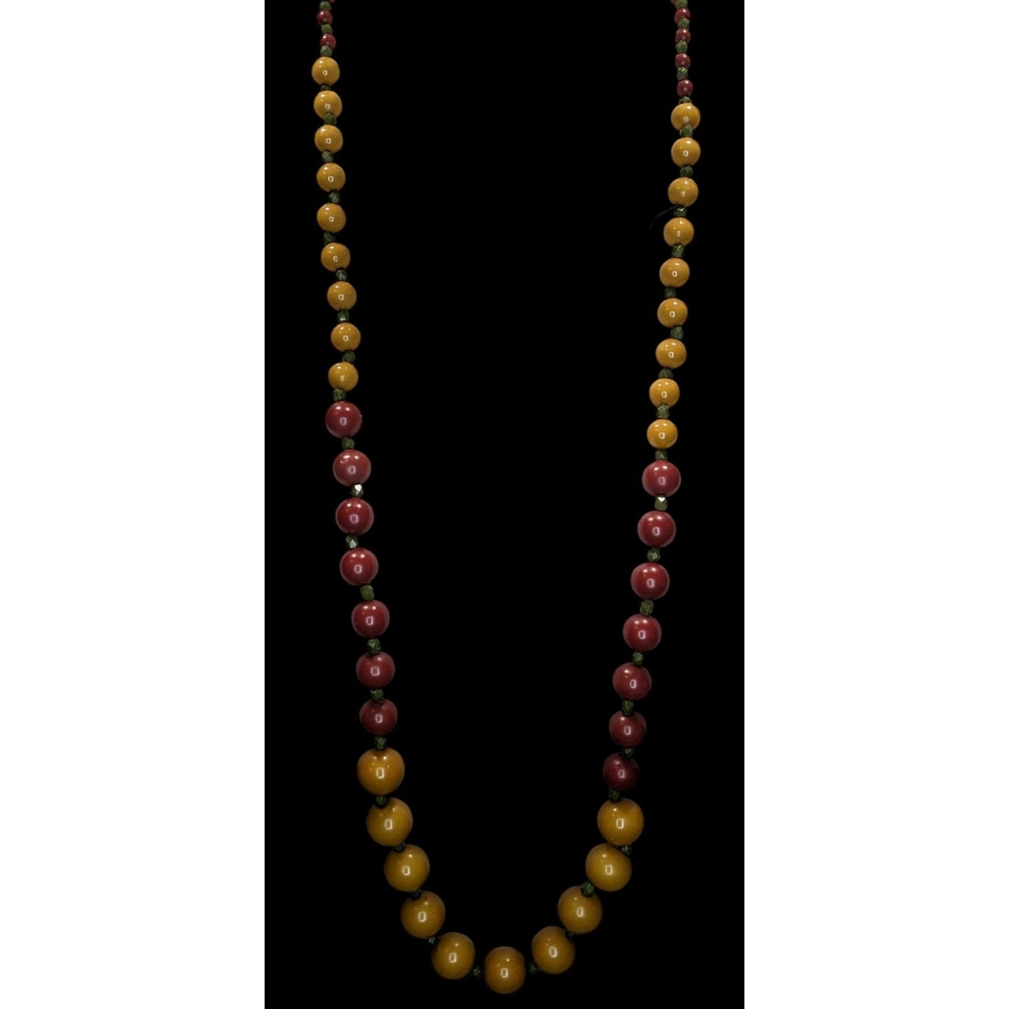 Vintage Bohemian Festival Necklace With Mustard & Burgundy Beads