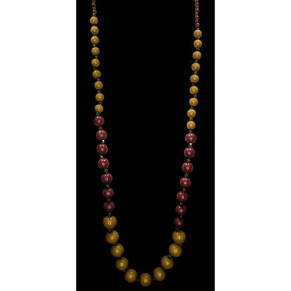 Vintage Bohemian Festival Necklace With Mustard & Burgundy Beads