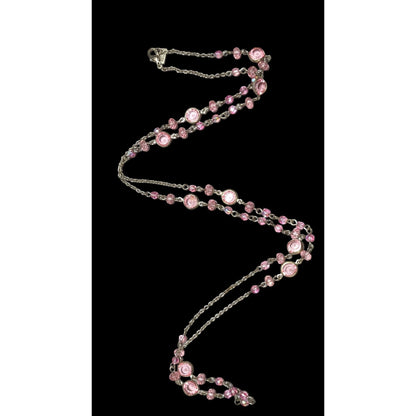 1928 Pink Gemmed Opera Length Necklace