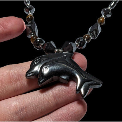 Hematite Dolphin Necklace