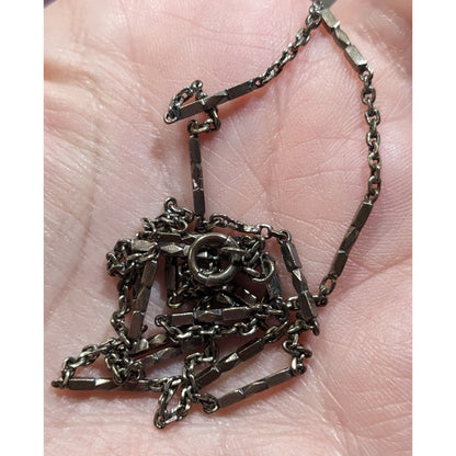 Metallic Gunmetal Tone Station Link Chain