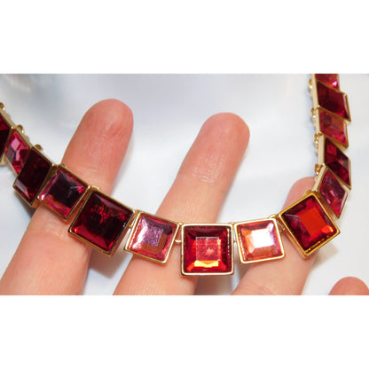 Charming Charlie Pink And Red Tile Necklace