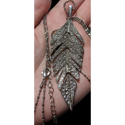 Bohemian Glam Articulated Rhinestone Feather Necklace