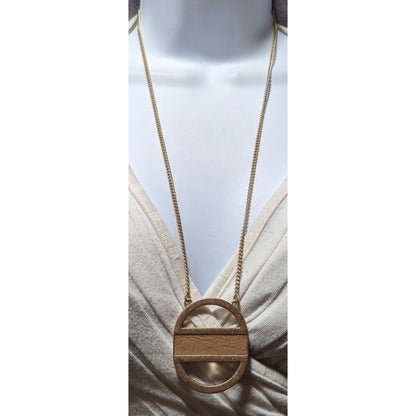 Charming Charlie Gold Leather Pendant Necklace