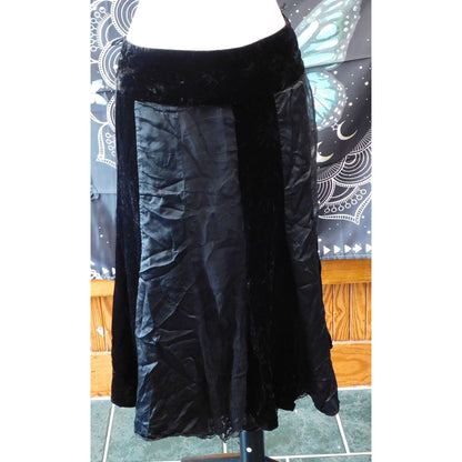Vintage WD NY Gothic Black Silk And Velvet Striped Skirt