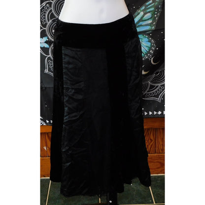 Vintage WD NY Gothic Black Silk And Velvet Striped Skirt