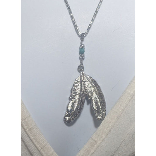 Silver Bohemian Feather Necklace