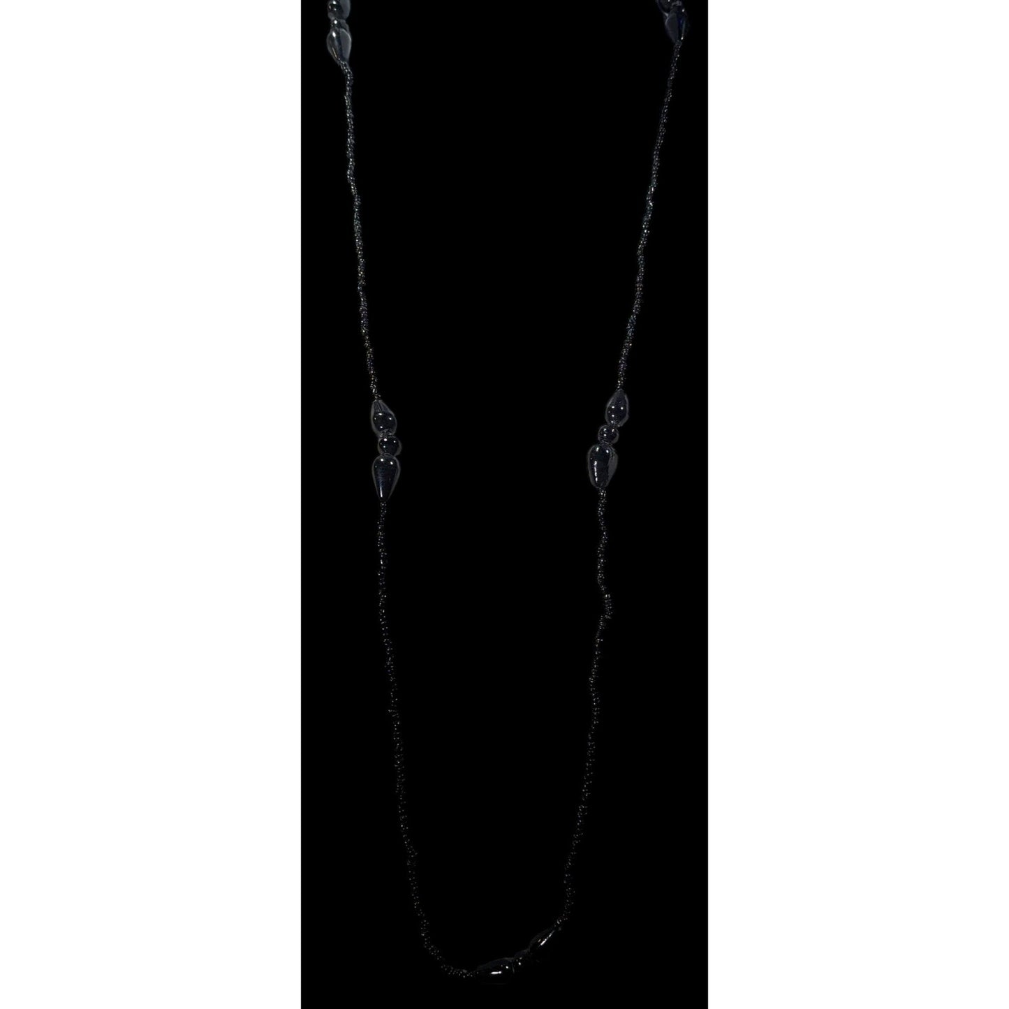 Simple Elegant Black Glass Beaded Necklace