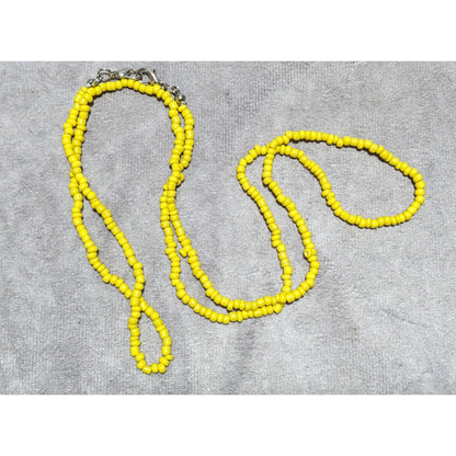 Long Yellow Handmade Glass Beaded Necklace