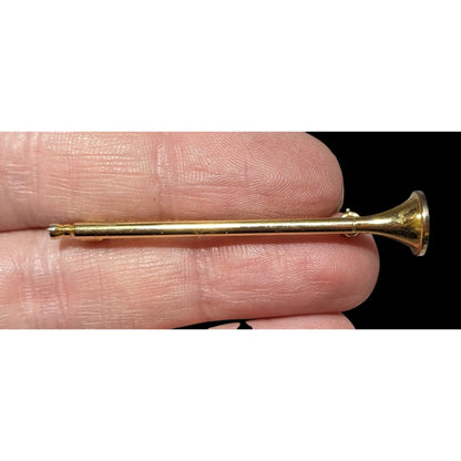 Vintage Gold Tone Horn Instrument Themed Horn Brooch