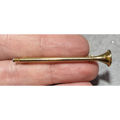 Vintage Gold Tone Horn Instrument Themed Horn Brooch