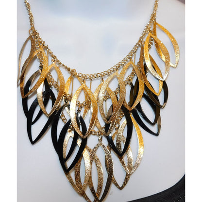 Gold And Black Abstract Necklace