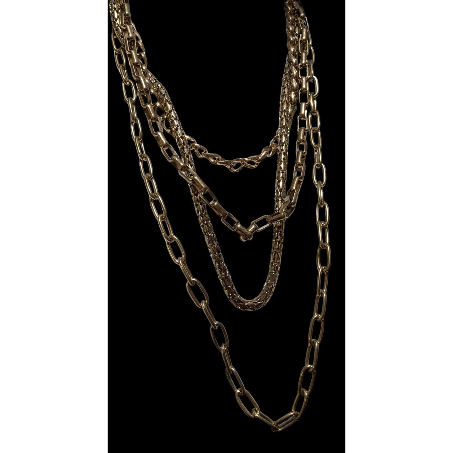 80's Gold Glam Heavy Multilayer Necklace