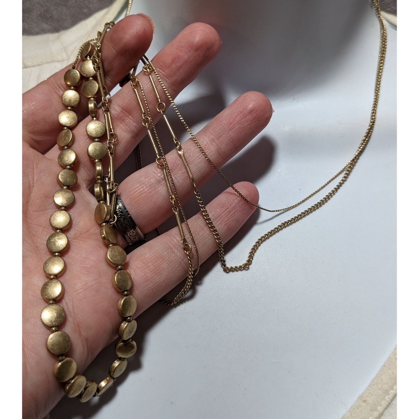 Preppy Multilayer Gold Chain Beaded Necklace