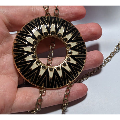 Vintage Boho Chic Sunburst Pendant Necklace