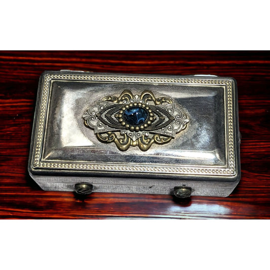 Bejeweled Silver Plated Trinket Box