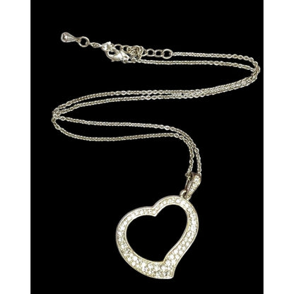 Vintage Premier Designs Open Heart Rhinestone Necklace