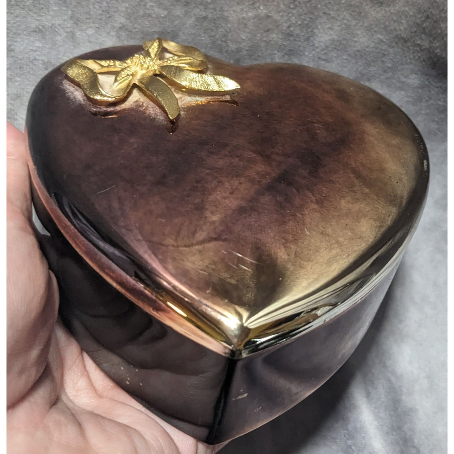 Vintage Anodized Silver Plated Heart Box