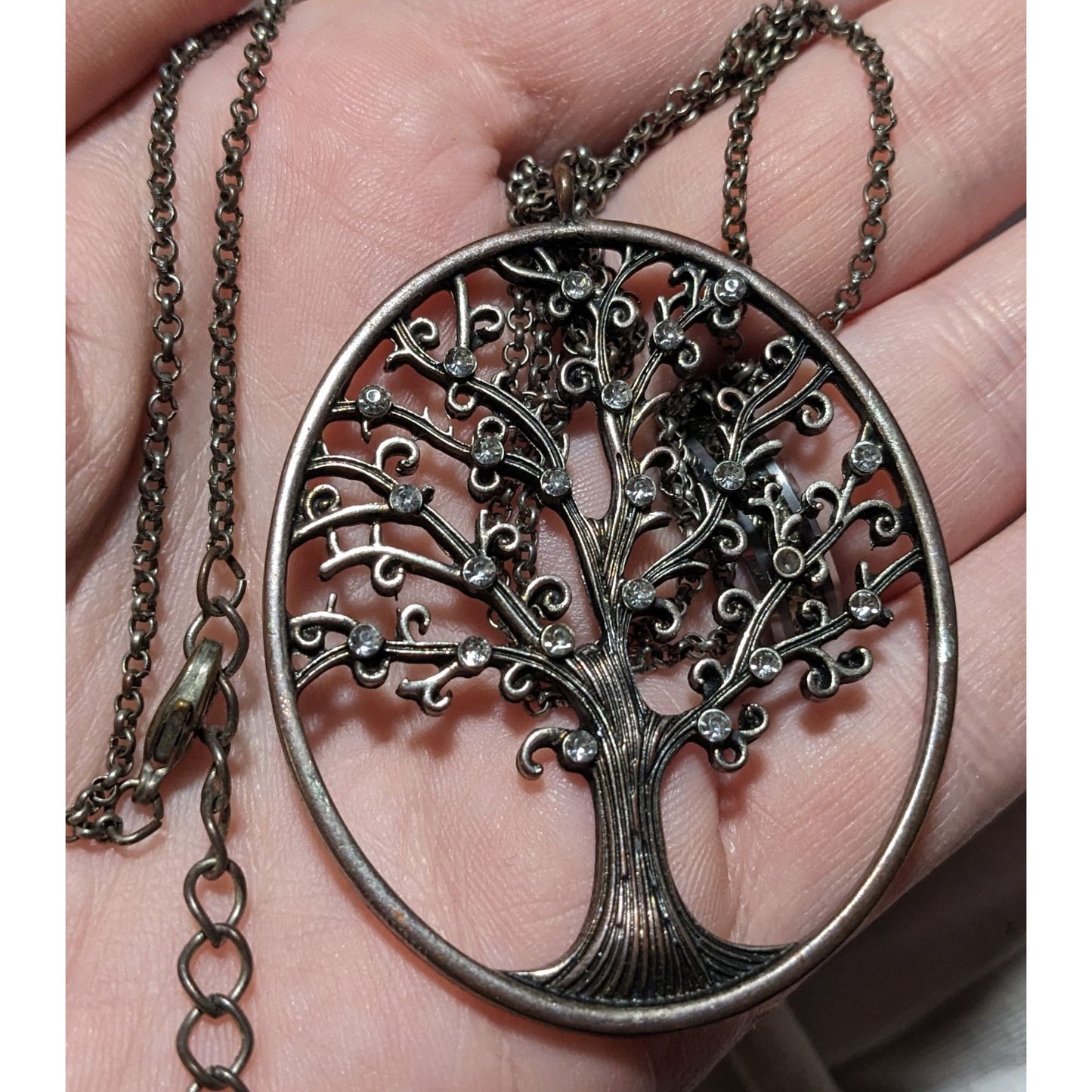 Silver Gemmed Tree Of Life Pendant Necklace