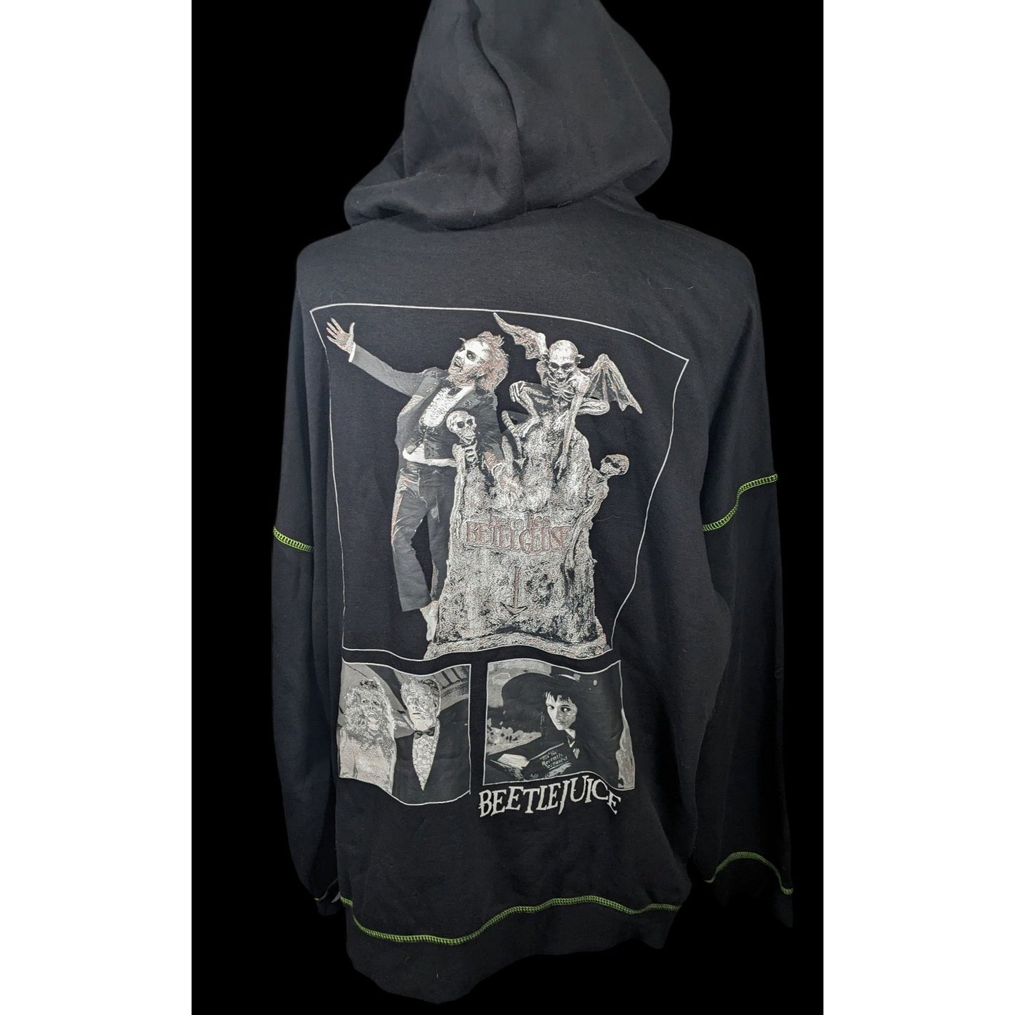 Beetlejuice Gothic Punk Safety Pins And Patches Full Zip Hoodie Size XL