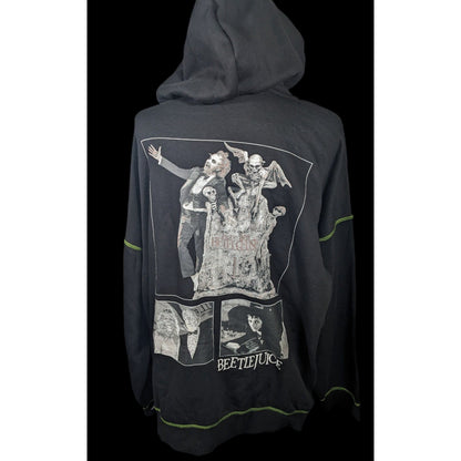 Beetlejuice Gothic Punk Safety Pins And Patches Full Zip Hoodie Size XL