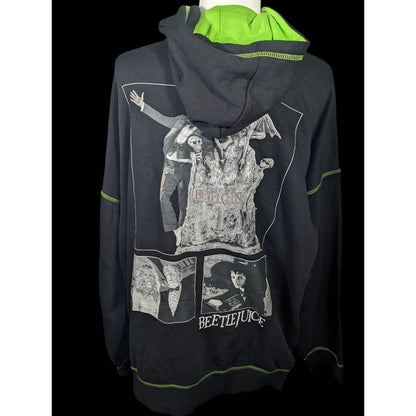 Beetlejuice Gothic Punk Safety Pins And Patches Full Zip Hoodie Size XL