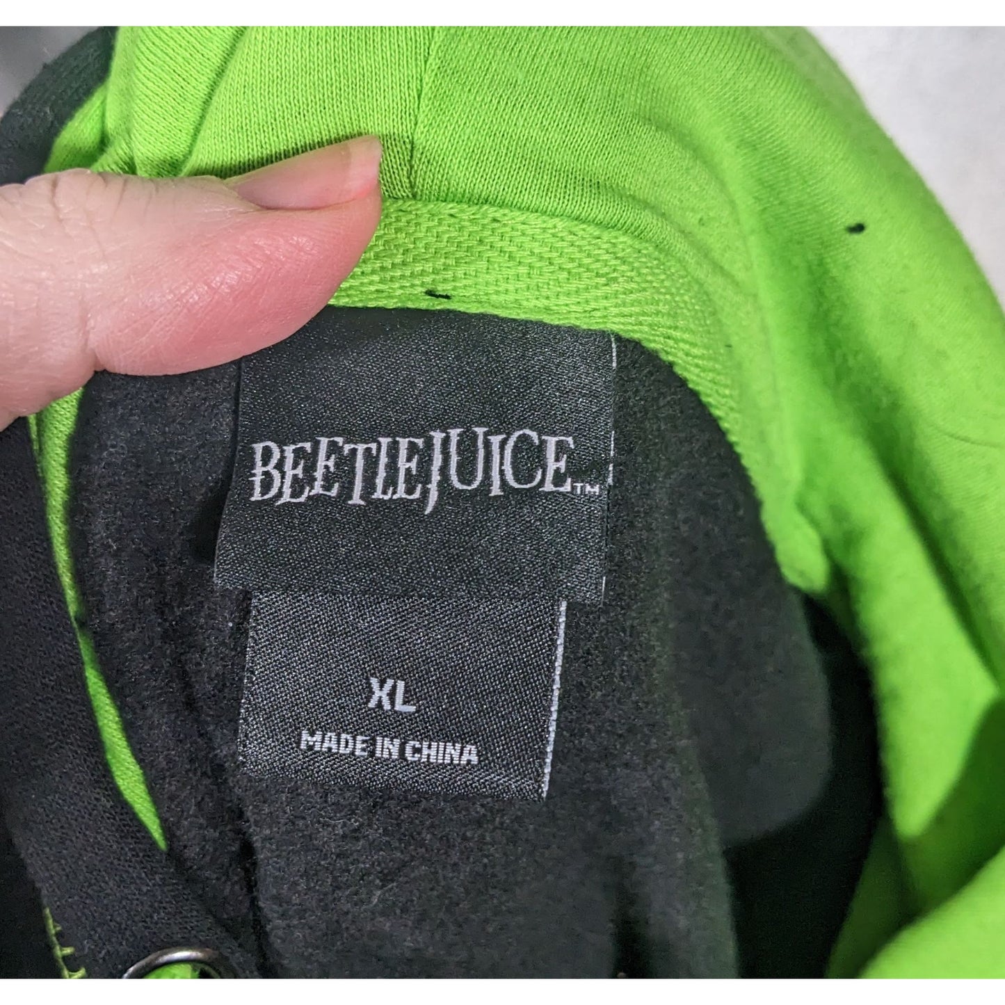 Beetlejuice Gothic Punk Safety Pins And Patches Full Zip Hoodie Size XL