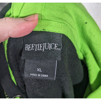 Beetlejuice Gothic Punk Safety Pins And Patches Full Zip Hoodie Size XL