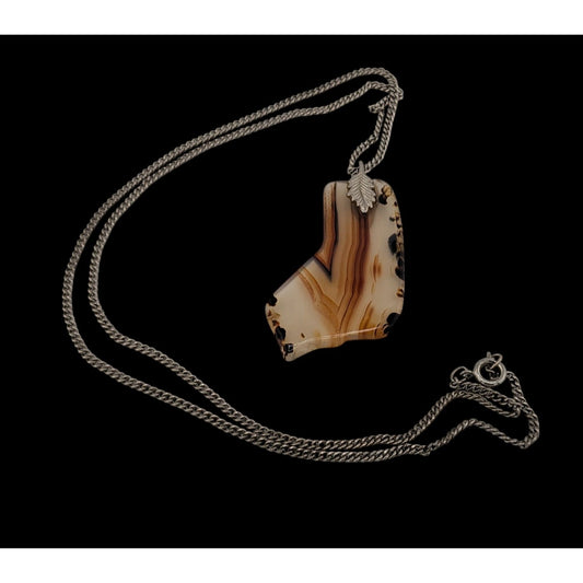 Handmade Polished Agate Slice Pendant Necklace