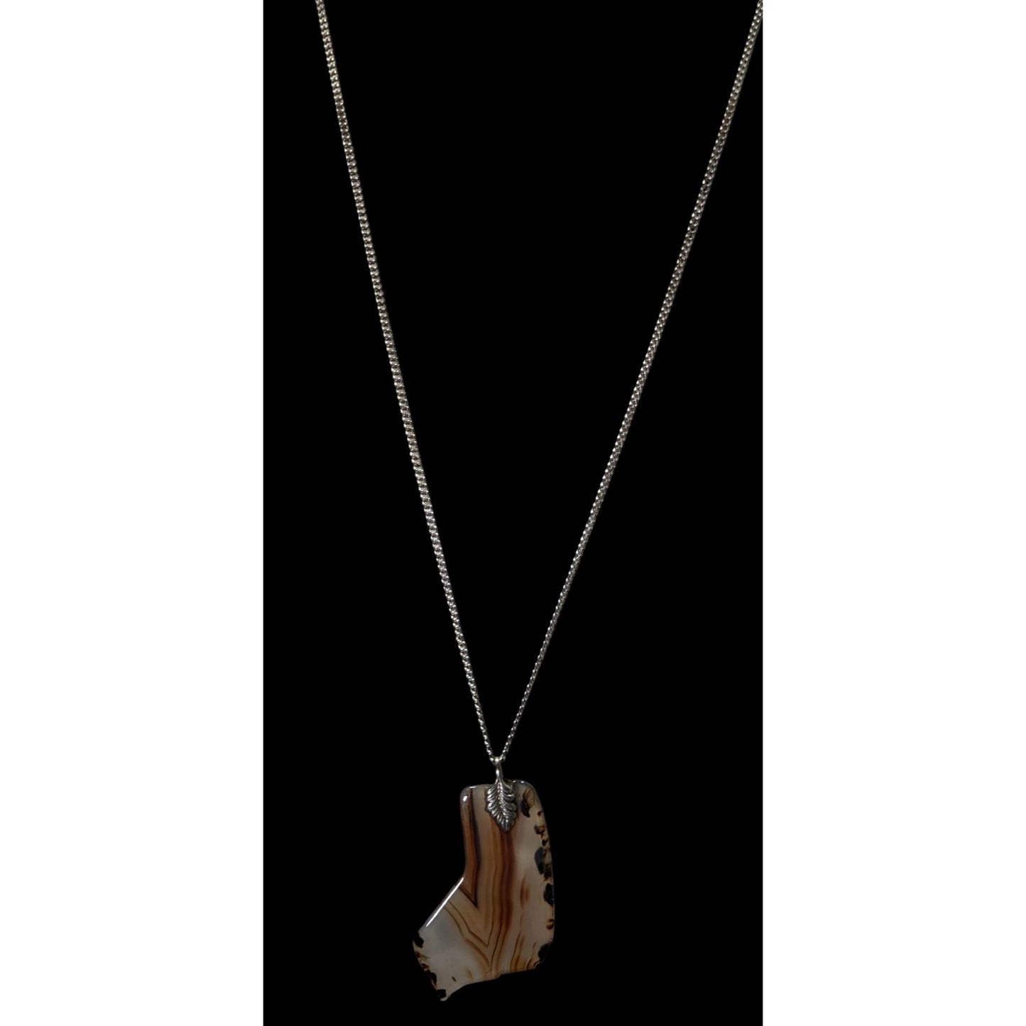 Handmade Polished Agate Slice Pendant Necklace