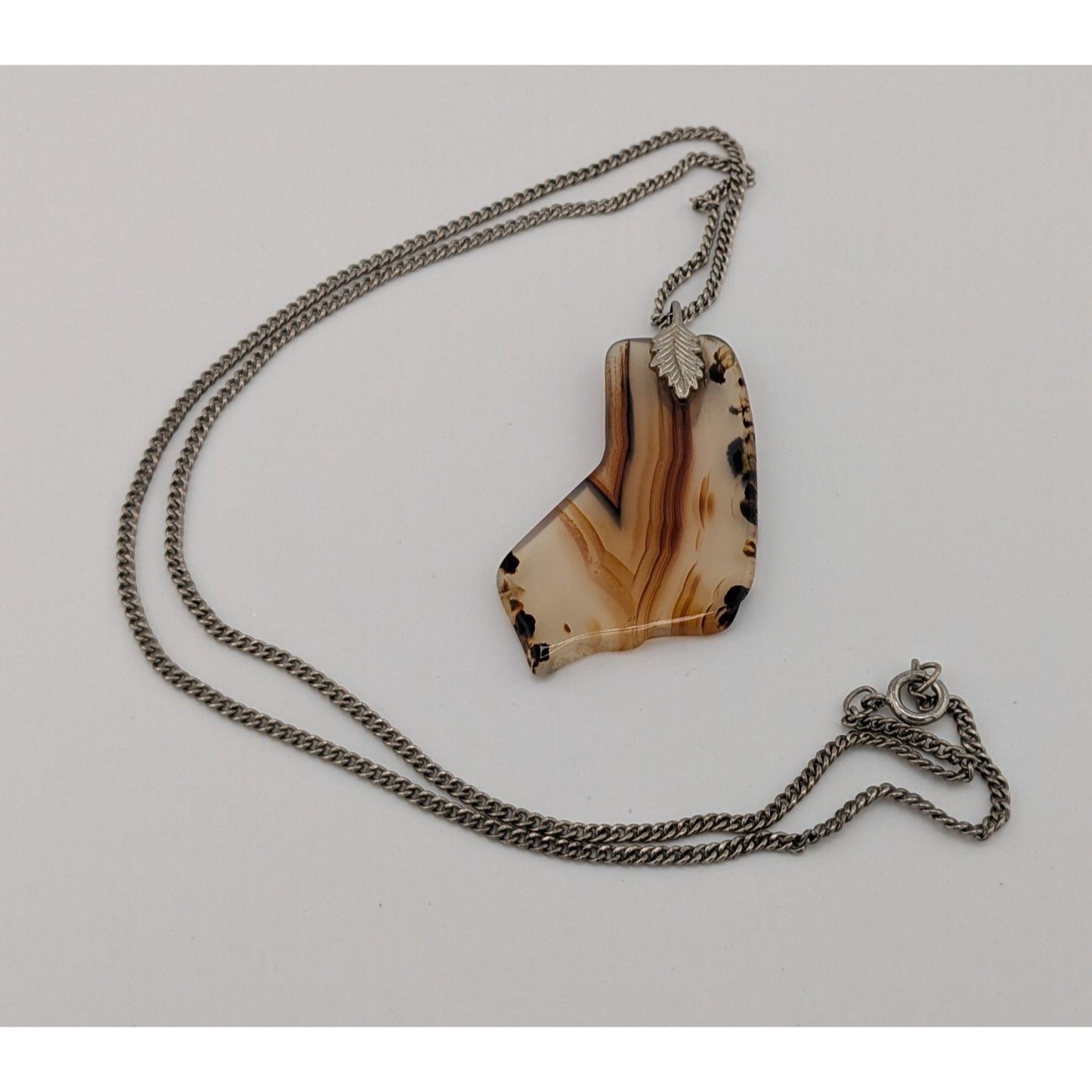 Handmade Polished Agate Slice Pendant Necklace