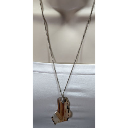 Handmade Polished Agate Slice Pendant Necklace