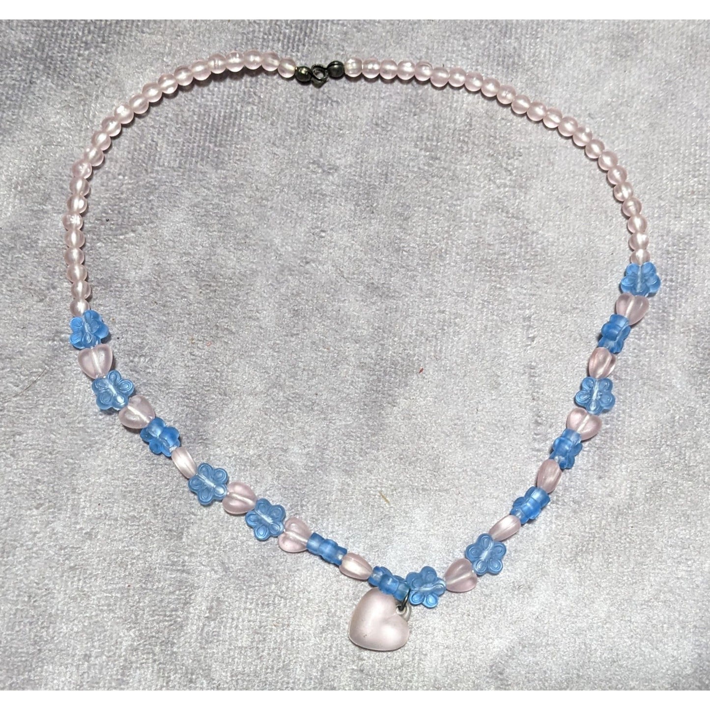 Kidcore Coquette Flower Heart Beaded Necklace