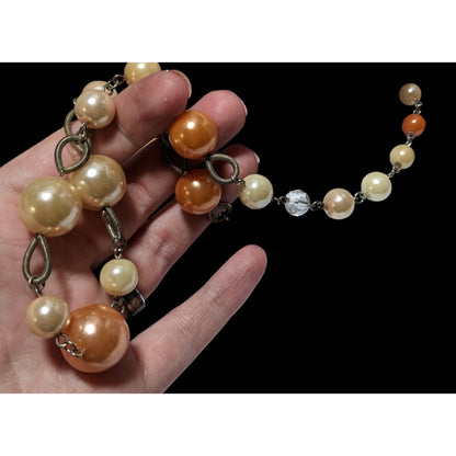 Orange Cream Vintage Pearl Beaded Necklace