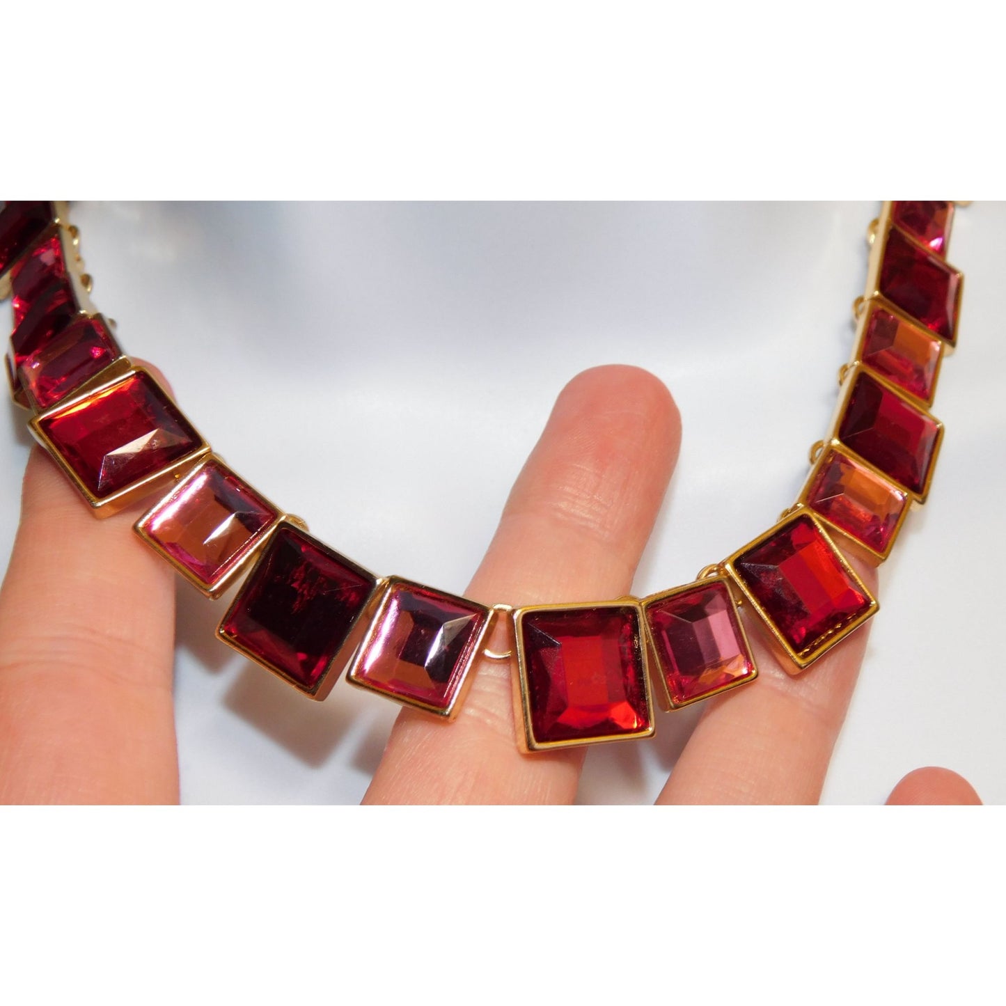 Charming Charlie Pink And Red Tile Necklace