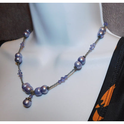 Whimsical Fairycore Purple Pearl Necklace