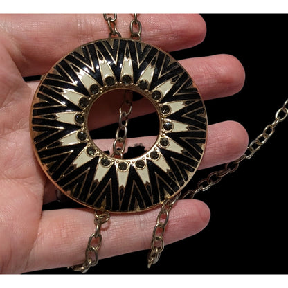 Vintage Boho Chic Sunburst Pendant Necklace