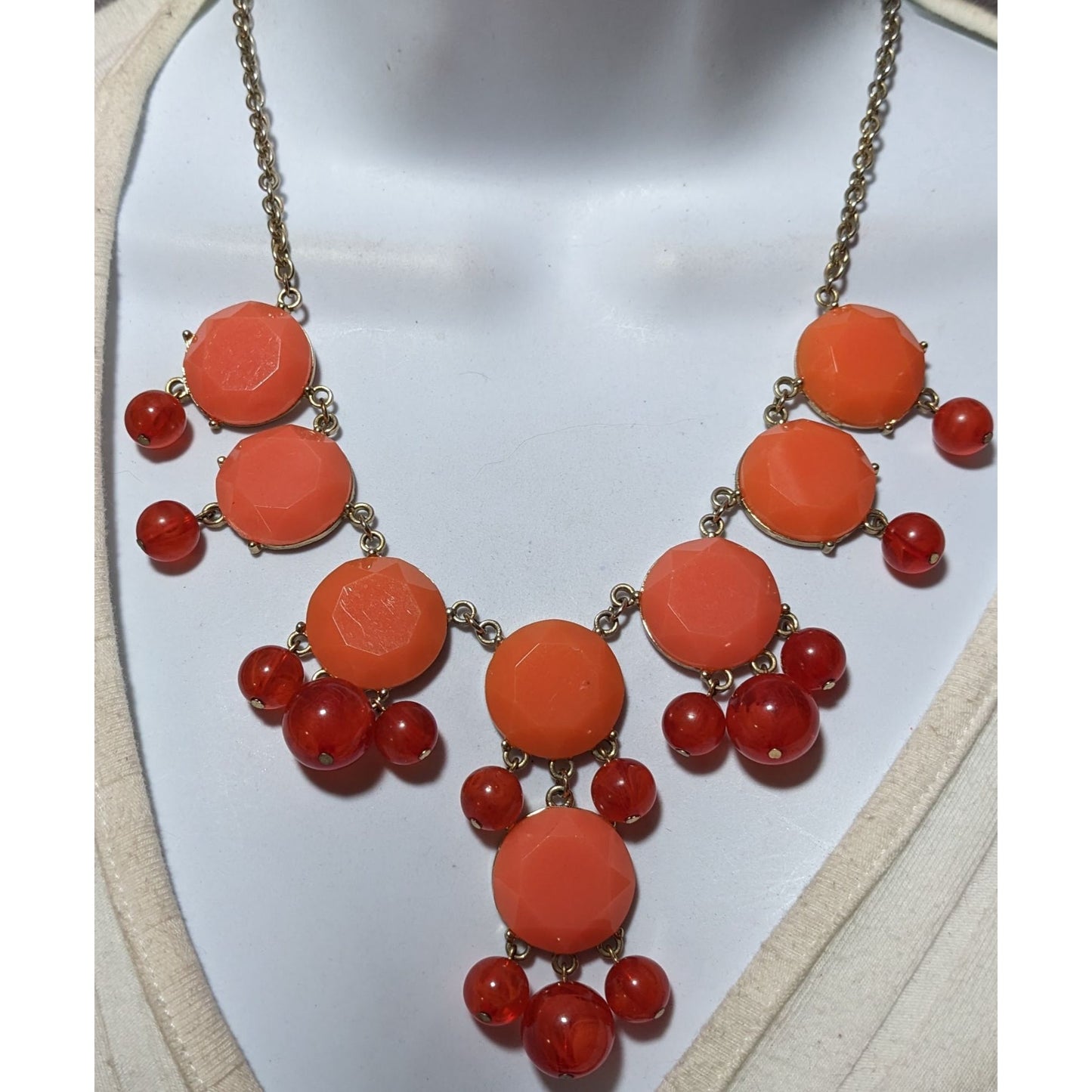 Y2K Orange And Red Gemmed Statement Necklace