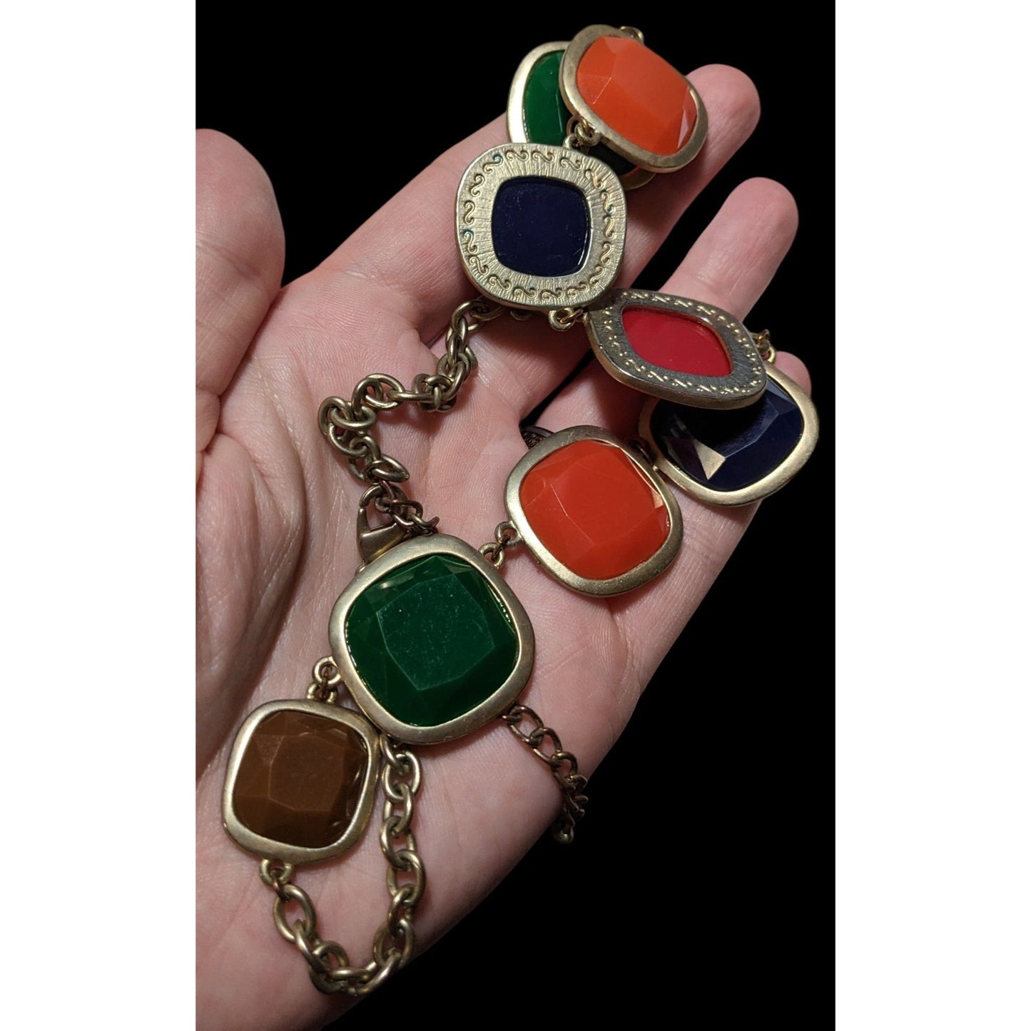 Retro Rainbow Chunky Gemmed Statement Necklace