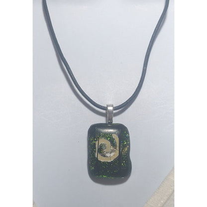 Green Dichroic Glass Swirl Necklace